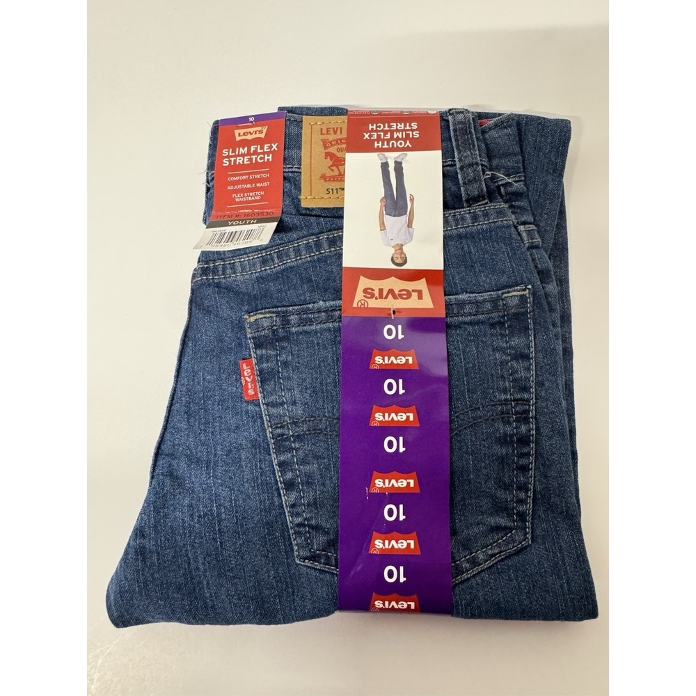 Levi's 511 Boys Jeans Size 10 Regular W25 L26 Slim Flex Stretch Blue Denim